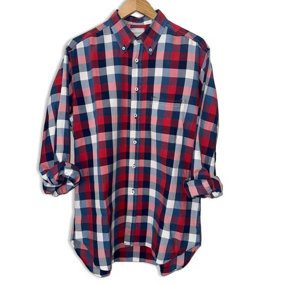 Billy Reid Buffalo Check Oxford Shirt Made in Italy - Picture 3 of 13